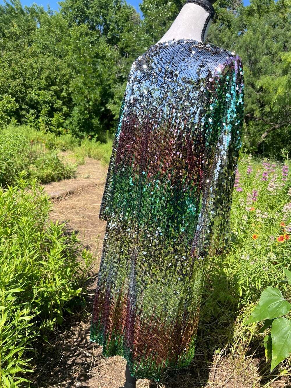 Iridescent Sequin Open Front Duster Cardigan - Picture 8 of 8